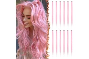 BARSDAR Extension Clip Capelli Colorati per Donne, 12 Pcs Colored Clip In Hair Extensions Colorate Rainbow Party Highlights Posticci Sintetici Estensioni Rosa Chiaro da 55cm