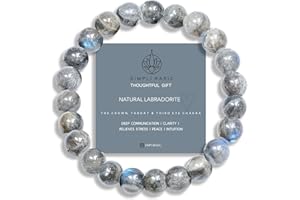 SIMPLÍ BASIC Natural Healing Crystal Gemstone Bracelet 8mm Beads, Womens & Mens, Beaded Bracelet Jewellery, Valentines,Birthday,Gift for Her and Him