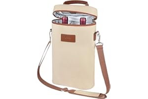 Kato Tirrinia Bolsa enfriadora de Vino aislada, Bolsa enfriadora de 2 Botellas, Bolsa de Vino Bolsas de Bebidas Reisenthel con asa y Correa Ajustable para el Hombro, Regalo para los Amantes del Vino
