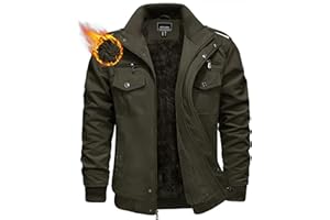 KEFITEVD Chaquetas de Invierno de Vellón para Hombre Chaqueta Militar Gruesa y Cálida Multibolsillos Cortaviento Chaqueta de Trabajo