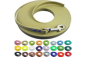 bio-leine leichte 9mm Biothane Schleppleine ohne Handschlaufe - 3 bis 25m I für kleine Hunde, 3m in Dunkelbeige I schmutzabweisende & Wasserabweisende Hundeleine Leine