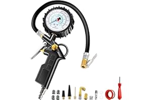 Anykuu Miernik ciśnienia w oponach, 220 psi, wielofunkcyjny, z zaworem, rdzeniem, narzędzie do samochodów, motocykli, rowerów