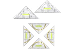 Gsrhzd Set Square, Protractor, 6 PCS Multifunctional Triangle Ruler Set with Handle for School Office, Not Easy to Break Transparent Plastic Geometry Sets for Student Teacher Architect Engineer