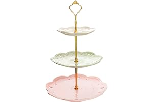 MALACASA, Serie Sweet.Time, Porzellan Cupcake Ständer 3 Etagen Obst Etagere, Runde ServierStänder 3 Stöckige Kuchenplatte Kuchenständer, 6/8/10 Zoll Dessert Ständer für Muffins Obst, 3 Frabe