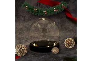 Nynelly Campana di Vetro con Base in Nero, Cloche a cupola in vetro trasparente con Luce, Espositore a forma di campana, in vetro, con decorazione a cupola, 4.7”D X 4.7”H