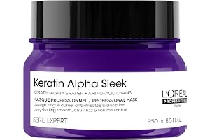 L'Oréal Professionnel, Keratin Alpha Sleek Professionell hårmask, för exceptionellt slätt och praktiskt hår, långvarig ludd
