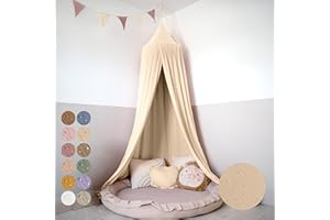 lilimaus Baldachim do pokoju dziecięcego ze złotą aplikacją, w 12 kolorach, baldachim ze 100% bawełny, muślinu, dla dziewcząt i chłopców, jako dekoracja do łóżeczka dziecięcego, przytulny kącik