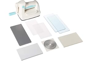 We R Memory Keepers 0633356616290 Tool Mini Evolution Starter Kit-Machine Buffer Cutting Plate Embossing (64 Piece), White, Blue