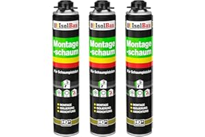 Isolbau - Bauschaum Montageschaum 3 x 750 ml PU-Schaum 1K Pistolenschaum Zargenschaum - Isolierung Abdichtung für Innen und Außen