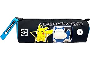 CyP Brands- Pokémon - Trousse cylindrique, Trousse à Crayons, Trousse à Crayons, Couleur Noire, Produit Officiel
