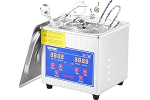 VEVOR Nettoyeur à Ultrasons 1,3 L Machine de nettoyage à ultrasons en acier inoxydable, minuterie de chauffage numérique, nettoyage de bijoux pour usage domestique personnel commercial