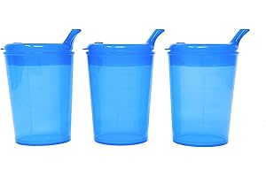 3 x Medi-Inn Adult Convalescent Drinking / Feeding Cup / Beaker with Lip Spout (250ml) Blue