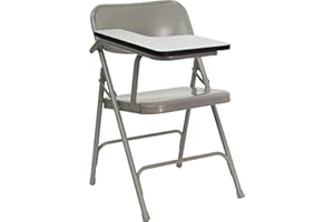 Flash Furniture Chaise Pliante Rutherford en Acier avec Bras de Tablette pour droitier, Fauteuil Pliable Commercial pour Tablette de Salle de conférence, Lot de 2, Gray