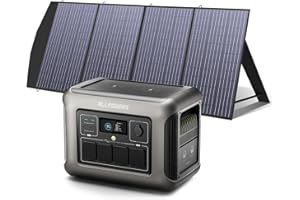 ALLPOWERS Przenośna stacja zasilająca R1500 z panelem słonecznym 200 W, bateria LiFePO4 1152 Wh z wyjściem 1800 W AC, generator solarny, cicha praca, 43 dB, mobilne zasilanie awaryjne do ogrodu,