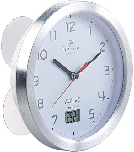 Horloge Murale Ventouse - 7 Cm - Étanche - Sans Tic-tac - Noire - Pour Salle De Bain Et Cuisine