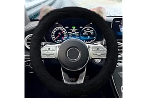 ZATOOTO Pluszowy pokrowiec na kierownicę, ciepły, na zimę, antypoślizgowy, uniwersalny, czarny