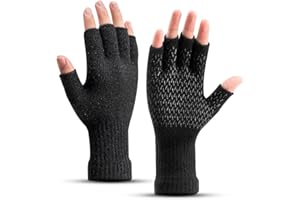 Rahhint Alpaca Wool Winter Warm Fingerless Gloves for Men Women Flexible Adult Half Finger Glove for Typing Driving Cycling Writing Working