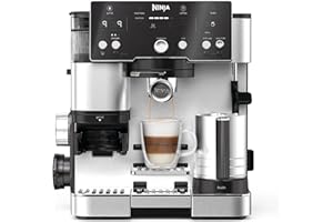Ninja Luxe Essential Macchina da Caffè 2 in 1, Macchina per Latte, Cappuccino ed Espresso con Macinacaffè Integrato e Montalatte, Facile da usare, 2 Programmi Automatici per Schiuma, Argento, ES501EU
