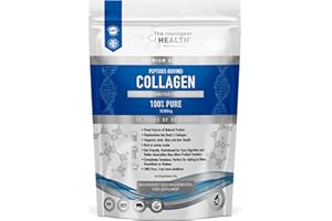 THE INTELLIGENT HEALTH Collagen Powder 450g | Pure Hydrolysed Collagen Peptides Type I & III | 45 Servings, 10g Protein | Grass-Fed Bovine | for Women & Men | Unflavoured, Gluten Free, Keto & Paleo