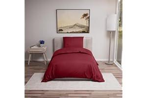 Dreamzie Copripiumino Singolo 135x200 cm con 1 Federe 80x80 cm - Borgogna - Set Copripiumino Singolo 135x200