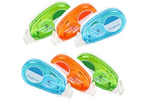 SONEER Adhesive Roller, Pack of 6 Adhesive Rollers, Double-Sided, 5 m x 8 mm, Self-Adhesive Adhesive Dispenser for Photos, Card Making, Scrapbooks, Crafts (Radome Colour)