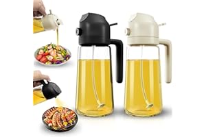 Dictien Spray Huile Cuisine 470ml – Vaporisateur Huile Air Fryer 2-en-1, Spray Huile d'olive pour Cuisson, Salades, Vinaigre et Accessoire Cuisine (Beige + Noir)