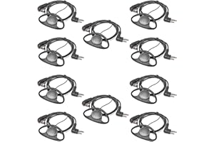 HYSHIKRA D Shape Radio Earpiece, Microphone with PTT Headset Compatible for Motorola CP040 CP200 GP300 DP1400 CLS1110,CLS1410 Walkie Talkie (10 Pack)