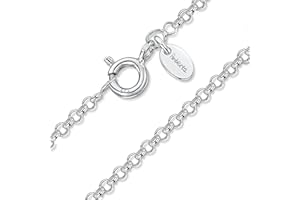 Amberta® Joyería - Collar - Fina Plata De Ley 925 - Cadena de Rolo - 1 mm - 40 45 50 55 60 70 cm