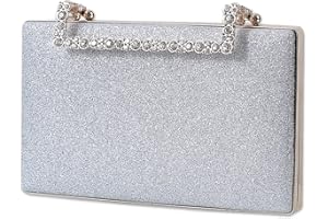CORIOS Borsetta da Sera Donna Bling Pochette Clutch Borsa Sposa Borsa a Spalla Pochette Piccolo con Catena Borsa a Tracolla Elegante Borse Messenger per Cocktail Festa Cerimonia Ballo Argento