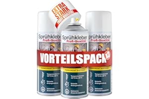 EVERGLUE Sprühkleber mit variablem Sprühkopf Ventil 400ml Aerosol (3x Sprühkleber mit variablem Sprühkopf)…