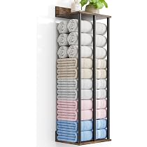 WeGXY Porte-Serviettes Mural Salle De Bain - Métal Et Bois Avec Étagère, Grande Capacité