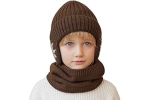 CHEERFUL MARIO Cherrful Mario 3-8 Anni Bimbo Invernale Cappello e Sciarpa Set Bambini e ragazzi Maglia Berretto con Paraorecchie Scaldacollo Bambino