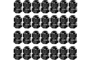 GUUZI 28st PG13.5 Kabelgenomföring, IP68 Vattentät Plast Justerbar 6-12 mm Kabelförskruvningar med Packningar