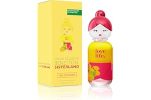 SHAKIRA United Colors of Benetton, Sisterland Yellow Peony Eau de Toilette da donna, Lunga durata, Fragranza fresca, moderna e giovanile, Note floreali e fruttate, ottime da indossare di giorno, 80 ml