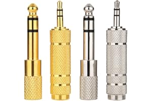 LIAMGUS 4 pcs headphone adapter, jack adapter, Jack Converter 6.35 mm (1/4 Inch) Male to 3.5 mm (1/8 Inch) Female, Audio Stereo Plug Adapter 3.5 mm (1/8 Inch) Male to 6.35 mm (1/4 Inch) Female