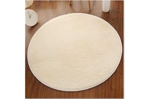 YOUCAI Alfombra Redonda para Salón, Dormitorio, Cocina Y Oficina, Alfombra Salón Pelo Corto/Alfombra Decorativa de Pelo Largo Suave Superficie Alfombra Estera de Felpa,100cm,Beige-Corto
