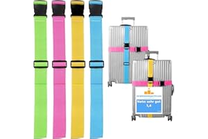 ‎TK GRUPPE TIMO KLINGLER TK Gruppe Timo Klingler: Zestaw 4 sztuk kolorowych taśm do walizki, szczególnie rzucający się w oczy pasek do walizki i bagażu