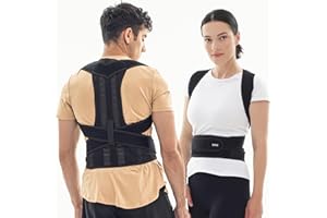 BELLTOP Ortopedyczny korektor postawy unisex dla pleców. Korektor pleców dla szyjnej i lędźwiowej. Wsparcie posturalne łagodzi ból (szyja, plecy i ramiona). Przepuszczający powietrze gorset pleców (M)