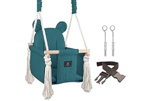 NATILU® Columpio Infantil Bear Quilted Peacok | Columpio de Madera para niños | Columpio de Oso producido en la Unión Europea