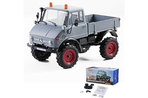 WOWRC FMS 1/24 RC Crawler, FCX24 Mercedes-Benz Unimog 4X4 RC Rock Crawler, 2.4Ghz Hobby Grade RC Car Model Off Road Vehicle RTR for Adults with 7.4V 380mAh Battery, Grey