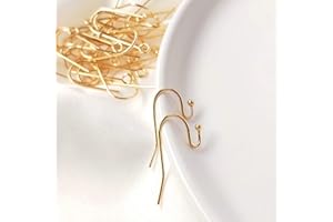 XIAOBUU 100 Pcs Earring Hooks Stainless Steel Golden Fish Ear Wire Ball Hooks for Jewelry Earring Making