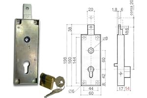 PREFER serrure pour basculant/garage cylindre à profil européen entraxe 60 mm