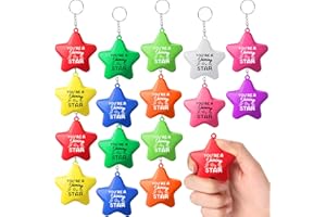 Otuuz 20 Pcs School Leaver Star Keyring Gifts Motivational Keychain Colorful Foam Balls Keychain Relieve Anxiety Class End of Term Gifts for Student