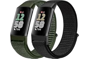 Runostrich Nylon Armband Kompatibel mit Fitbit Charge 6/Fitbit Charge 5 Armband Ersatzband Nylon Sport Loop Uhrenarmband für Fitbit Charge 6/Charge 5 Damen Herren