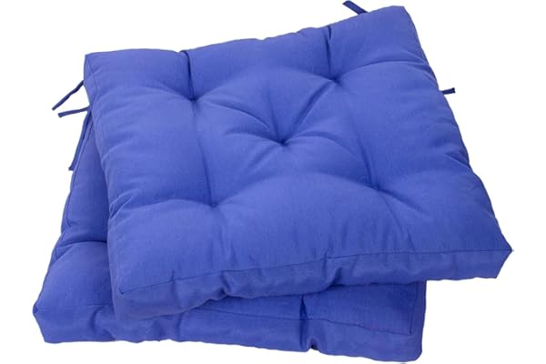 Viste tu hogar Pack 2 Cojines para Silla, 45x45x5 CM, Efecto Tridimensional, Relleno de 100% Poliéster, Ideal para Comedor, Terraza, Sala y Restaurante, Color Azul, Fabricado en España
