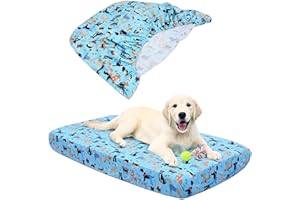 JISEN Dog Bed Cover,60x96x13cm Washable Reusable Dog Bed Liner Pet Replacement Cover for Small to Medium Pet Beds Blue Dogs
