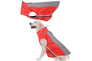 PLUS PO Regenmantel Für Hunde Wasserdicht Hunderegenmantel Für Kleine Hunde Hund Regenmäntel wasserdicht mit Kapuze Hund voller Regenmantel red,l