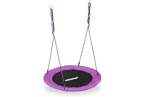 Relaxdays Enfant & Adulte Balançoire nid d'oiseau Rond Suspendre Enfant Adulte Jardin extérieur Ø 90 cm, 100 kg, Violet Jeunesse Unisexe, Lilas, H x D: 5 x 90 cm