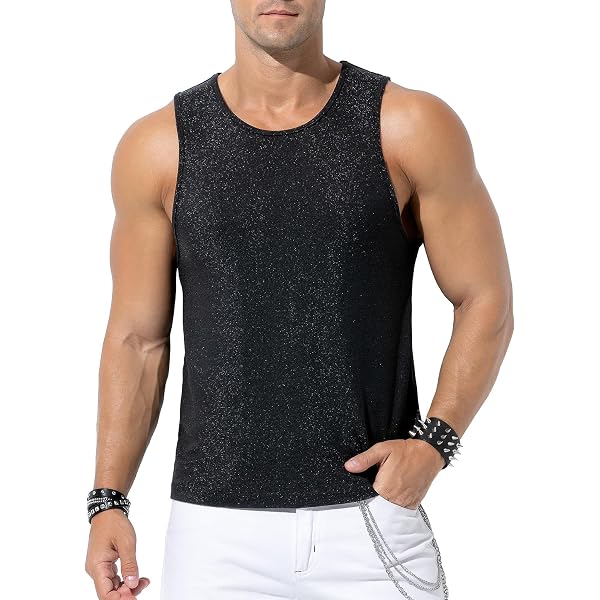 Casey Kevin Herren Glitzer T-Shirt – Pailletten Hemd Aus Metallic-Garn, Rundhals, Für Club & Party