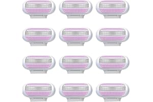MEUKCEZ 12 Pièces Recharges de Lames pour Femme à 3 Lames, Compatibilité Venus, Lames de Rasoir Femme Bande Lubrifiante Incluse, Rasage Précis et Doux, Idéales pour Peaux Sensibles, Durabilité et Confort Rose